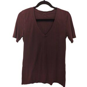 lululemon Love Tee Short Sleeve V Neck Size 6 Maroon Classic Fit Cotton Blend